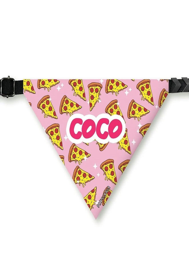 PawsIndia Dog Bandana with Collar Small Medium Large Dogs & Cats 100% Adjustable with Buckle Stretchable Fabric Pizza - Image 1